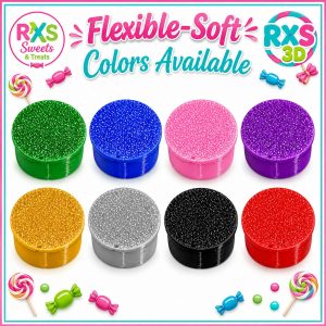 10ml Round Vial Caps – TPU - 3D printed vial caps shown in available colours